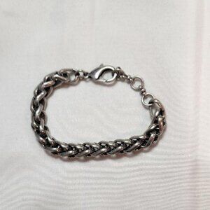 Wheat chain link bracelet silver-toned